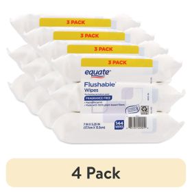 Equate Flushable Wet Wipes Fragrance Free with Aloe, Hypoallergenic, 144 Count (3 Packs)